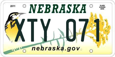 NE license plate XTY071