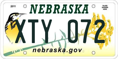 NE license plate XTY072