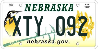 NE license plate XTY092