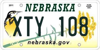 NE license plate XTY108