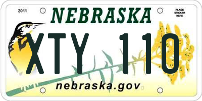 NE license plate XTY110