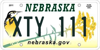 NE license plate XTY111