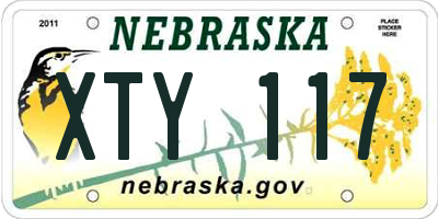 NE license plate XTY117