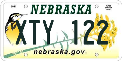 NE license plate XTY122