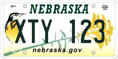 NE license plate XTY123
