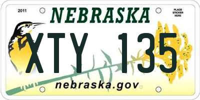 NE license plate XTY135