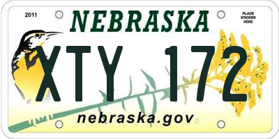 NE license plate XTY172