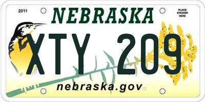 NE license plate XTY209