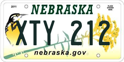 NE license plate XTY212