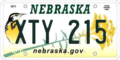 NE license plate XTY215