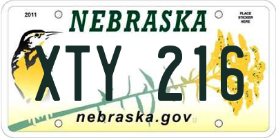 NE license plate XTY216