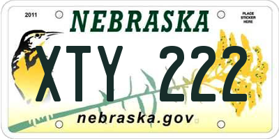 NE license plate XTY222