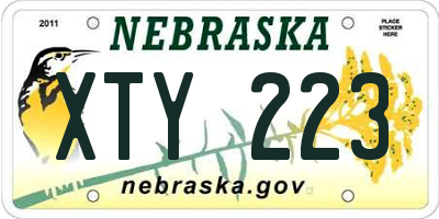 NE license plate XTY223