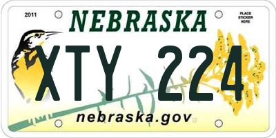 NE license plate XTY224