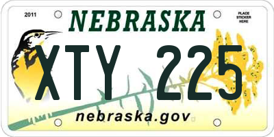 NE license plate XTY225