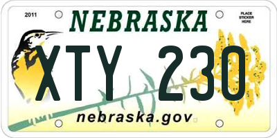 NE license plate XTY230