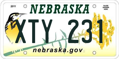 NE license plate XTY231