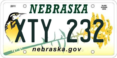 NE license plate XTY232