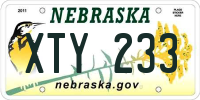 NE license plate XTY233