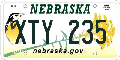 NE license plate XTY235