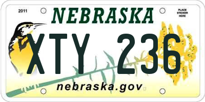 NE license plate XTY236