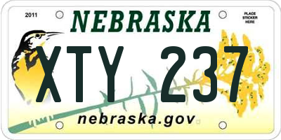 NE license plate XTY237