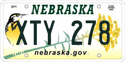 NE license plate XTY278