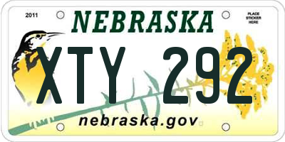 NE license plate XTY292