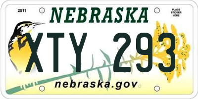 NE license plate XTY293