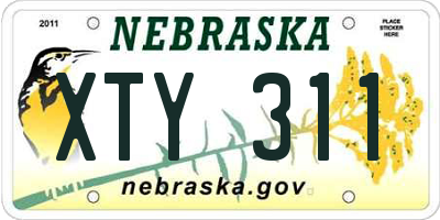 NE license plate XTY311