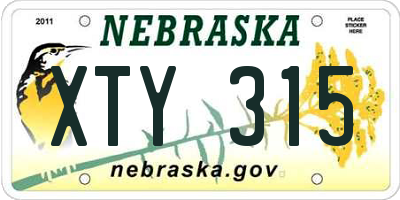 NE license plate XTY315