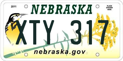 NE license plate XTY317