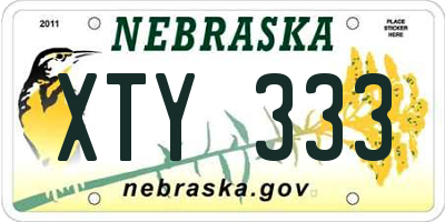 NE license plate XTY333