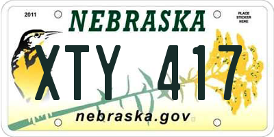 NE license plate XTY417