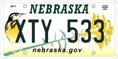 NE license plate XTY533