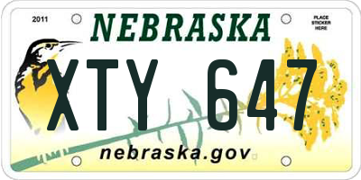NE license plate XTY647
