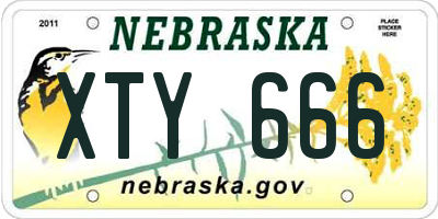 NE license plate XTY666