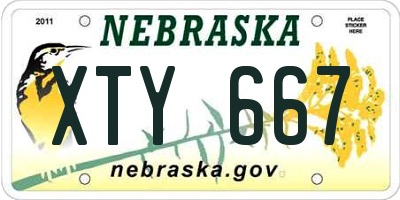 NE license plate XTY667