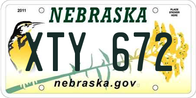 NE license plate XTY672