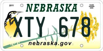 NE license plate XTY678