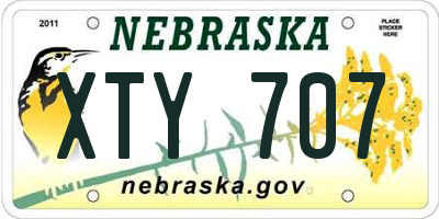 NE license plate XTY707