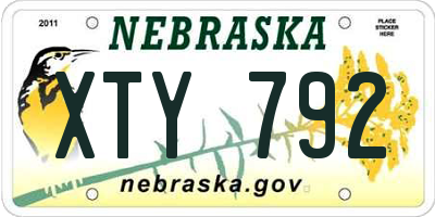 NE license plate XTY792