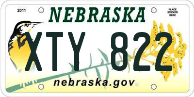 NE license plate XTY822