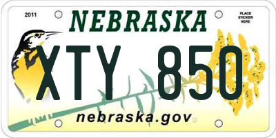 NE license plate XTY850