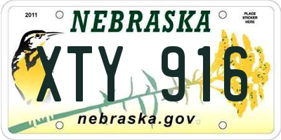 NE license plate XTY916