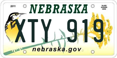NE license plate XTY919