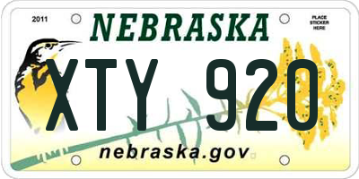 NE license plate XTY920