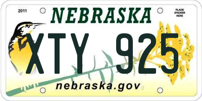 NE license plate XTY925