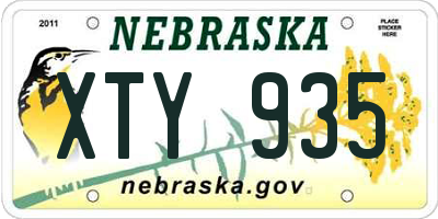 NE license plate XTY935