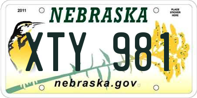 NE license plate XTY981
